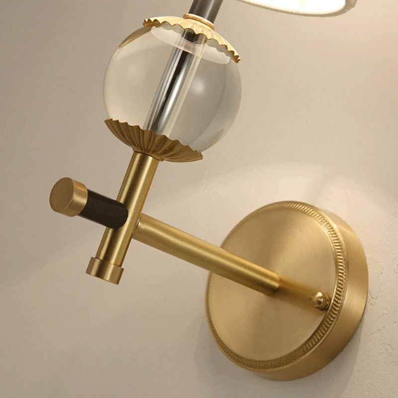KYUSAR Wall Sconce Wall Light American Wall Lamp Living Room Bedroom Wall Nordic Simple Copper Creative Crystal Wall Light Wall Lamp Wall Sconces Hallway (Color : Gold, Size : Single Head) - Image 5