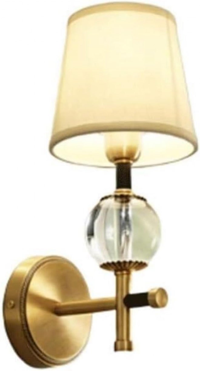 KYUSAR Wall Sconce Wall Light American Wall Lamp Living Room Bedroom Wall Nordic Simple Copper Creative Crystal Wall Light Wall Lamp Wall Sconces Hallway (Color : Gold, Size : Single Head) - Image 1