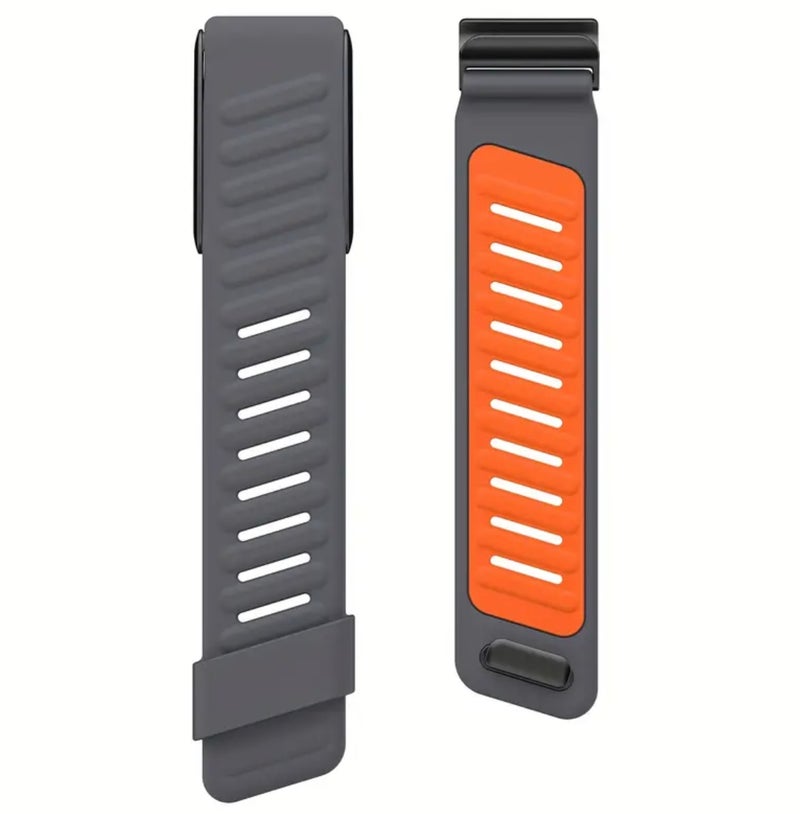 AURORA حزام بديل سيليكون رياضي AURORA متوافق مع جهاز تتبع اللياقة البدنية والنشاط Whoop Peak، متين، مريح وقابل للتنفس وحزام معصم قابل للتعديل سهل الاستخدام ومثالي لكل مناسبة رمادي-برتقالي - Image 2