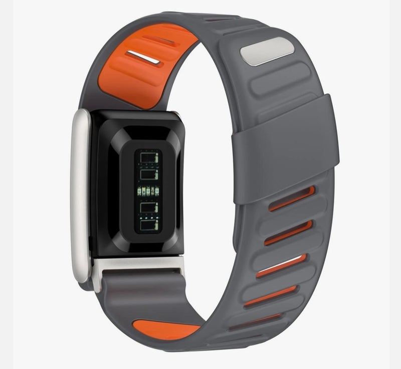 AURORA حزام بديل سيليكون رياضي AURORA متوافق مع جهاز تتبع اللياقة البدنية والنشاط Whoop Peak، متين، مريح وقابل للتنفس وحزام معصم قابل للتعديل سهل الاستخدام ومثالي لكل مناسبة رمادي-برتقالي - Image 3