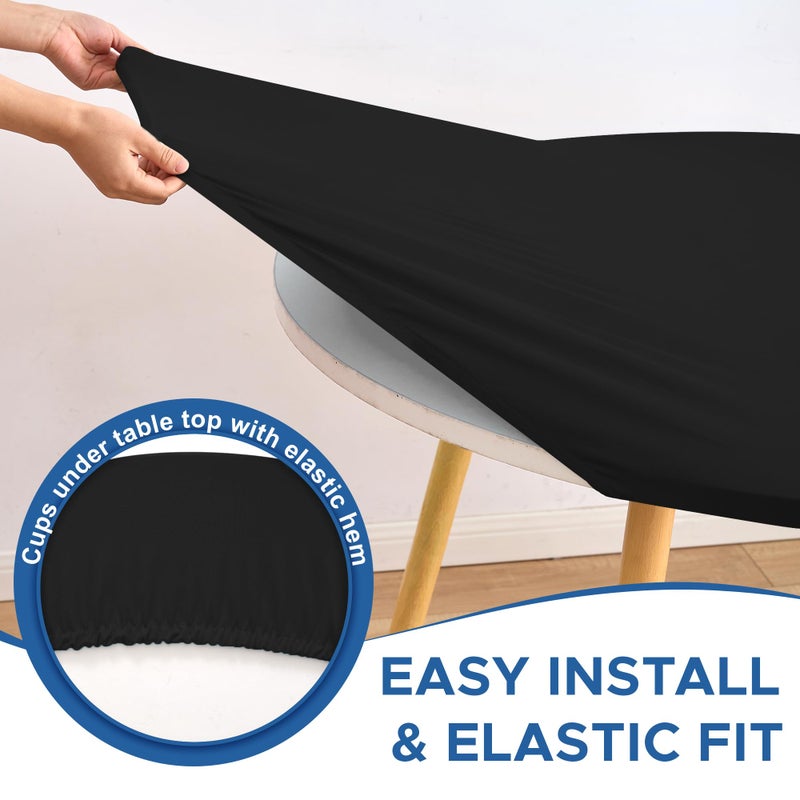 Enjoyidea Fitted Round Table Covers 60 Inch-2 Pack Black Elastic Spandex Table Cloth-Small Stretch Folding Circle Tablecloths Topper Cap for Kitchen Dining Commercial Party Picnic Event Banquet Tables - Image 4