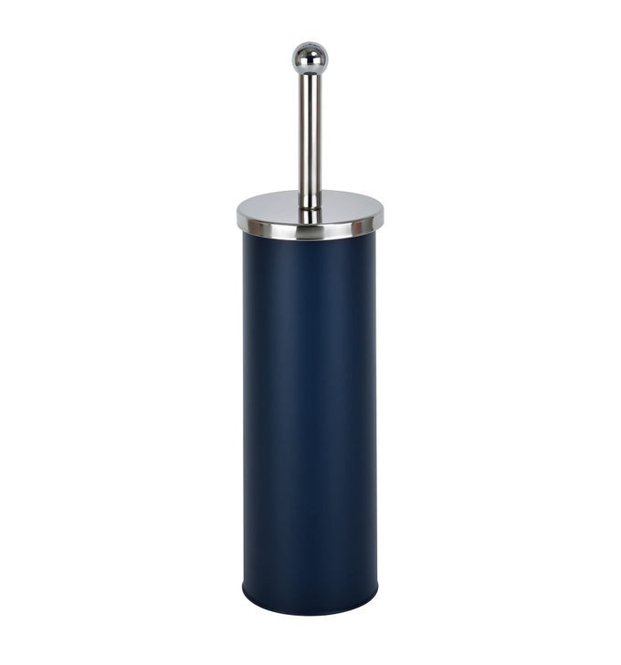 BATHROOM TOILET BRUSH AND HOLDER SIMPLE AND MODERN MATT BLUE FINISH DURABLE STAINLESS STEEL HANDLE WITH ROUND LID AND STRONG DENSE BRISTLES POWDER COATED STEEL
