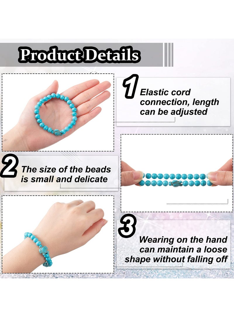 4 Pcs Chakra Bracelets for Women, Sea Turtle Beads Ocean Bracelets and Healing Stones Bracelets 8mm Crystal Bracelet Yoga Beaded Bracelets Essential Oil Diffuser, Friendship Gifts  - Image 3