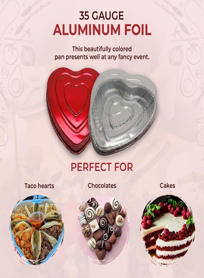 KitchenDance.com KitchenDance 8 Inch Disposable Heart Aluminum Pans With Lids - Heart Shape Aluminum Cake Pan Perfect for Cakes & Chocolates - Heart Shaped Pans With Lids for Storing, Presentation & Transport - 339P - Image 4