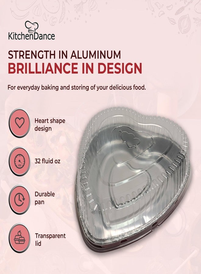 KitchenDance.com KitchenDance 8 Inch Disposable Heart Aluminum Pans With Lids - Heart Shape Aluminum Cake Pan Perfect for Cakes & Chocolates - Heart Shaped Pans With Lids for Storing, Presentation & Transport - 339P - Image 3