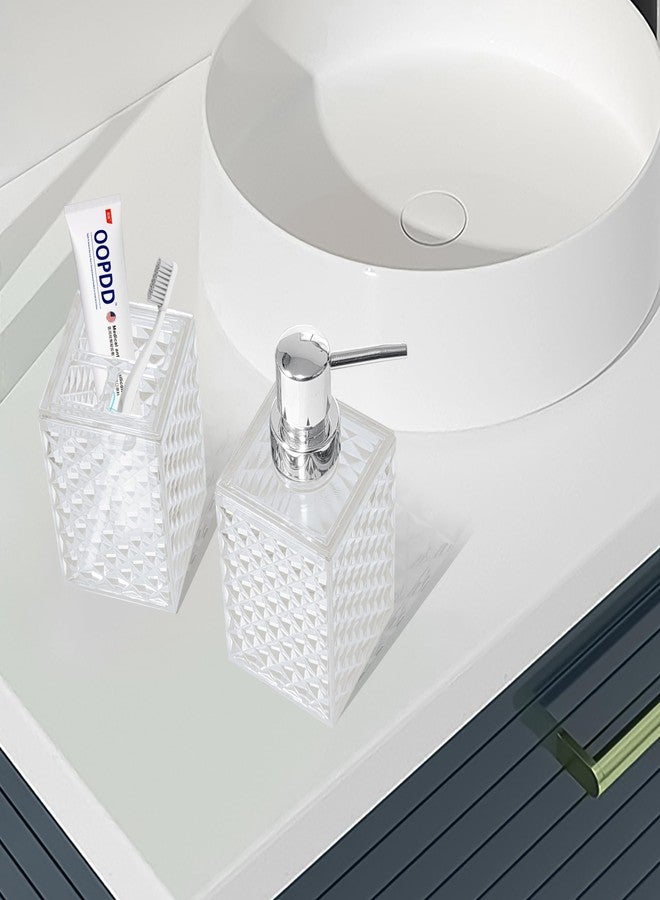 CDorigin 2PCS White Bathroom Accessories. Contain Soap Dispenser and Toothbrush Holder Set. Boho Bathroom Set for Blue Bathroom Décor - Image 5