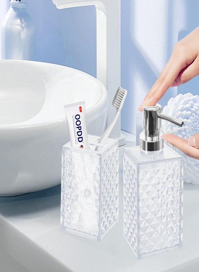 CDorigin 2PCS White Bathroom Accessories. Contain Soap Dispenser and Toothbrush Holder Set. Boho Bathroom Set for Blue Bathroom Décor - Image 2