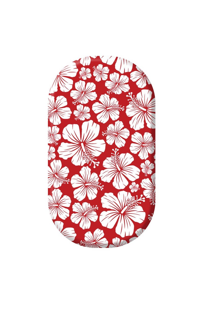 Minx Nails Island HoppingRed White Flowers Nail Wrap