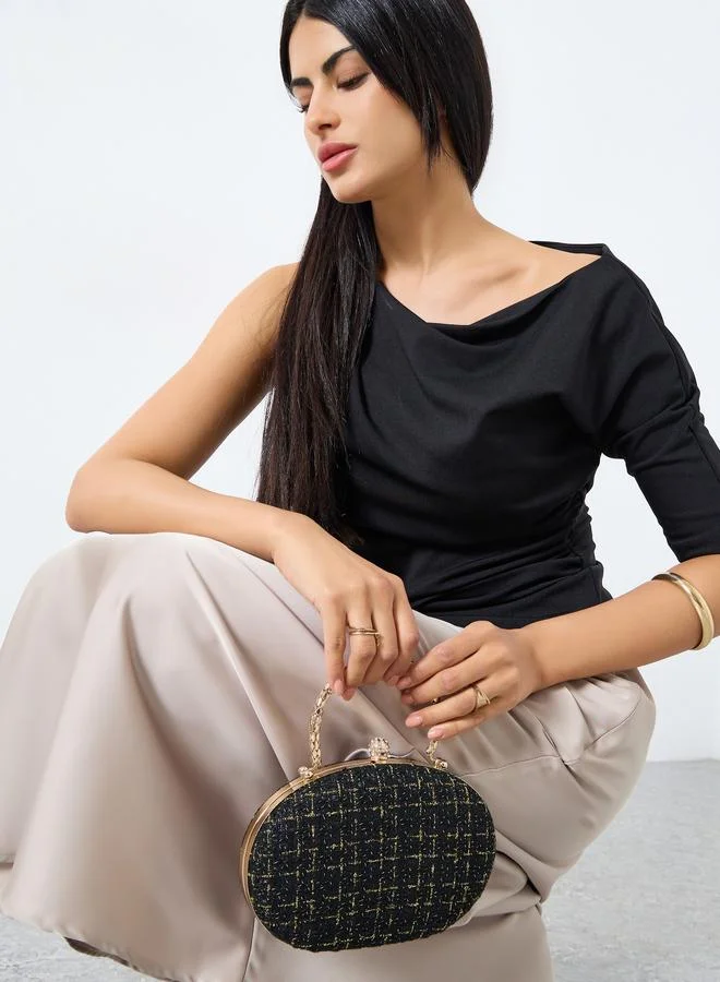 Styli Styli Tweed Clutch with Chain Strap