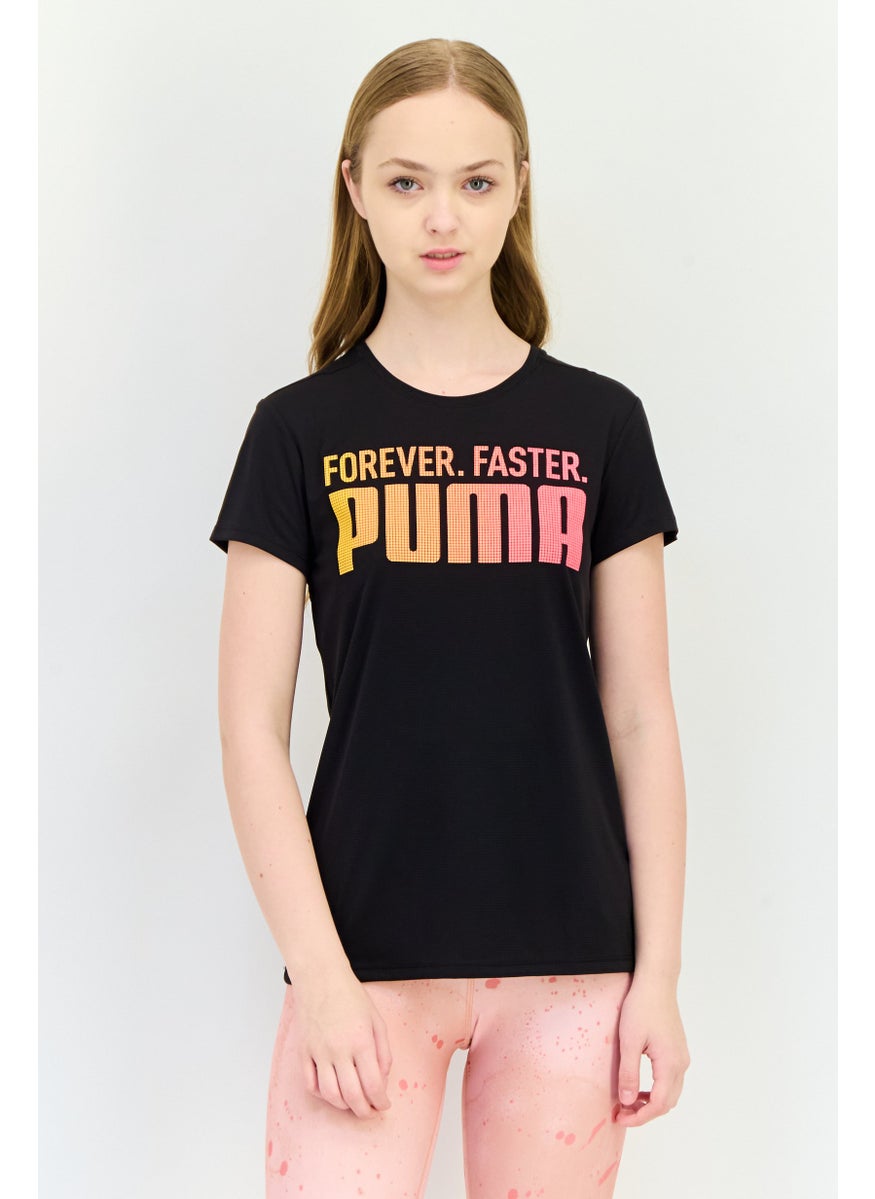 PUMA Women Sportswear Fit Short Sleeves Running T-Shirt, Black  - Image 1