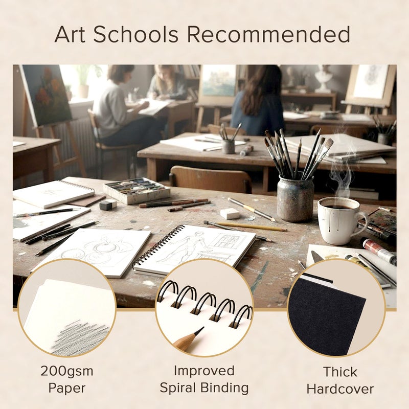 String & Space Artistâ€™s Sketchbook Hardcover â€“ 200GSM Very Thick Paper â€“ Spiral Sketch Book for Drawing and Mixed Media â€“ Sketch Pad, Art Book - 5.8 x 8.5, 40 Sheets / 80 Pages - Image 5