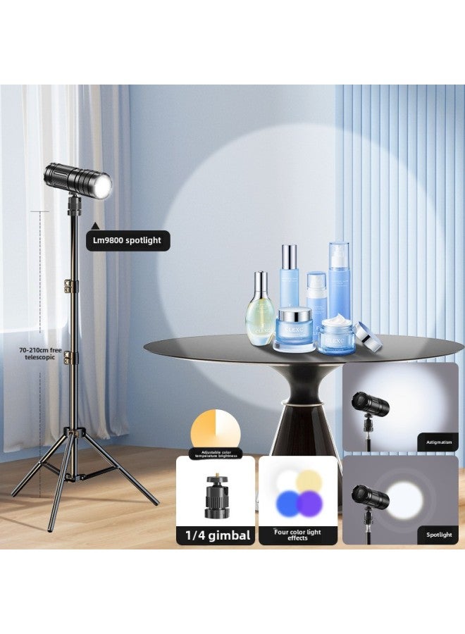 Special Hair Lamp In The Live Broadcast Room Live Overhead Atmosphere Spotlight Gods Girl Hair Lamp Contour Fill Light-Specifications:LM9800 Charging Three-color Adjustable Focus (4-color Light Effect) 2m Floor Lamp Rack  - Image 1
