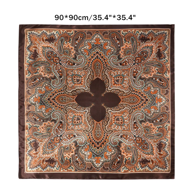 GERINLY Retro Wild Rag, Ethnic Cowboy Scarf for Horseback Riding, Outdoor Work Neck Scarves (T-DarkBrown) - Image 2