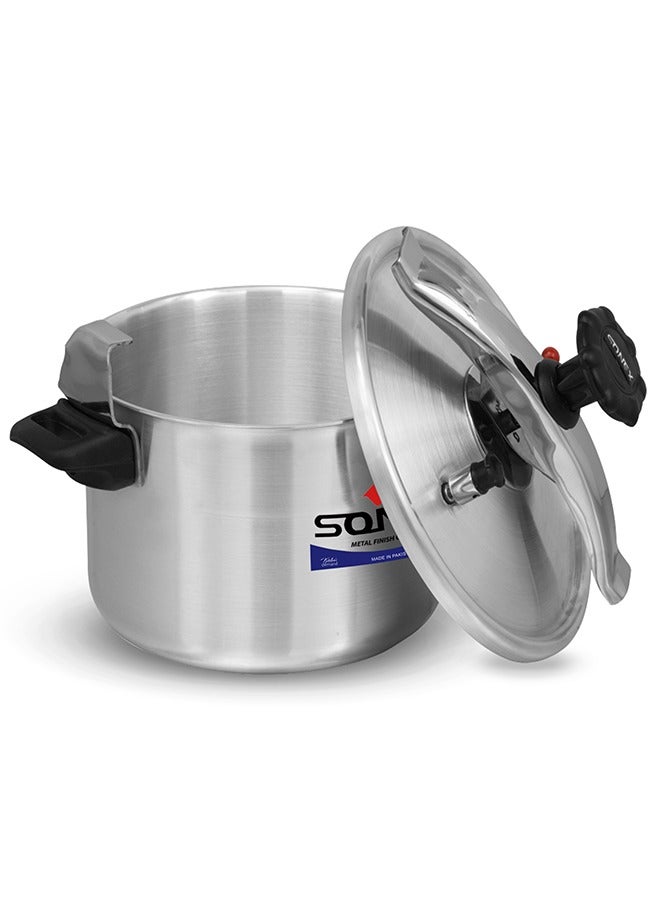 Sonex Classic 7L Pressure Cooker, Manual Pressure Cooker, Safety Valve, Kitchen Cooking Ware, Heat Resistant Side Handle, Higher Pressure and Faster Cooking, 7 Liters Capacity, Metal Finish, 24cm. - Image 1