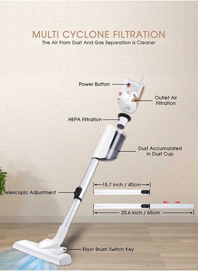 Xoopla - Vacuum Cleaner, 18000PA Suction /650W Motor 5M Corded Stick Vacuum Cleaner,  with Multifunction Lightweight Handheld Stick Cleaner for Hard Floor/Carpet/Pet Hair - Image 1