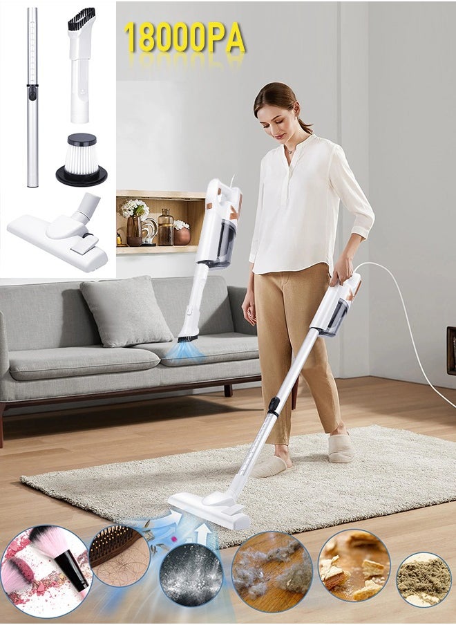 Xoopla Vacuum Cleaner, 18000PA Suction /650W Motor 5M Corded Stick Vacuum Cleaner,  with Multifunction Lightweight Handheld Stick Cleaner for Hard Floor/Carpet/Pet Hair 