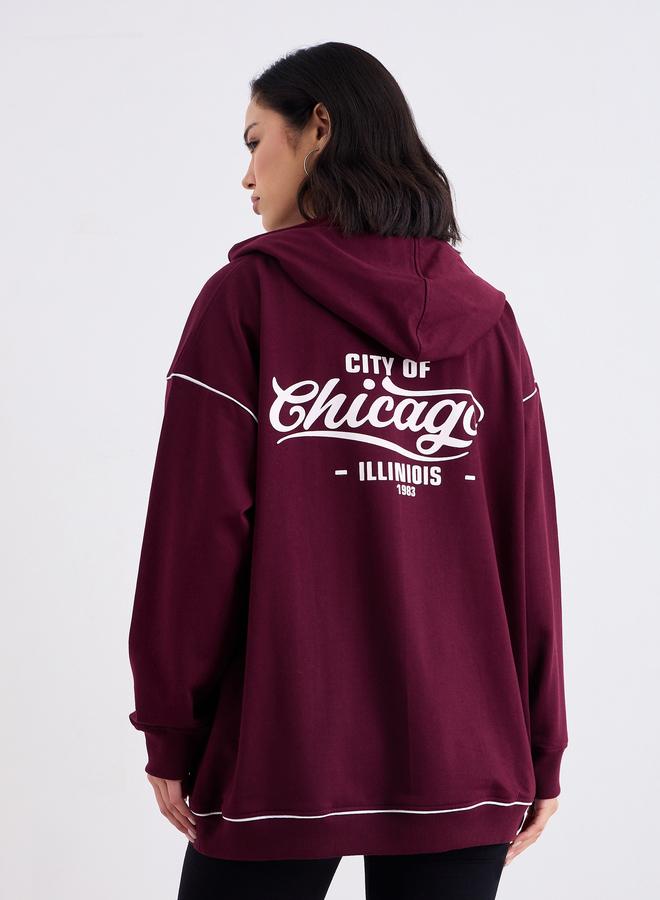 ستايلي هودي فضفاض بتفاصيل طباعة - Image 4