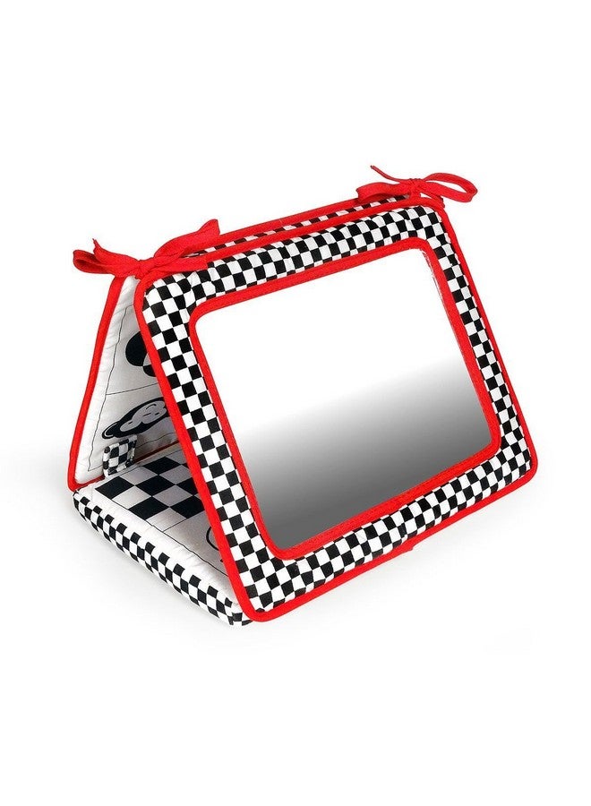 Genius Baby Toys Genius Baby Toys Tummy Time Mirror for Babies 0-6 Months - Double-Sided with High Contrast Images - Baby Floor Mirror Can Be Used in Crib - No Hard Edges - Black White and Red - Image 1