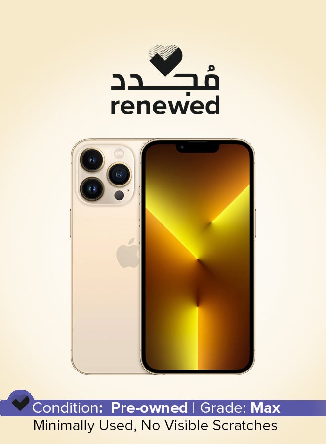 ابل  مُجدد - آيفون 13 برو بذاكرة داخلية 128 جيجابايت لون ذهبي بتقنية 5G مع تطبيق فيس تايم - مواصفات عالمية - Image 1