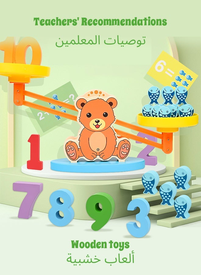 Toys & Child Wooden Balance Scale with Counting Bears | Montessori Math Educational Toy for Kids 3-8 | STEM Learning, Sorting & Weighing Games | Classroom/Preschool Gift - Image 4