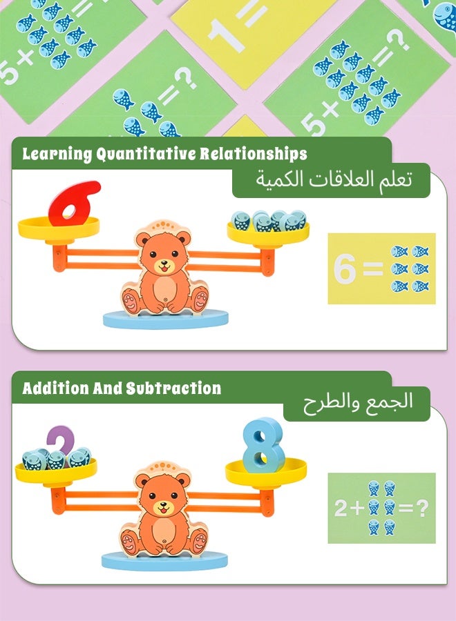 Toys & Child Wooden Balance Scale with Counting Bears | Montessori Math Educational Toy for Kids 3-8 | STEM Learning, Sorting & Weighing Games | Classroom/Preschool Gift - Image 3