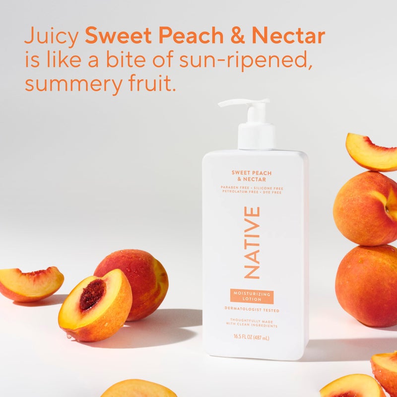 native لوشن الجسم الأصلي يحتوي على مرطبات نباتية طبيعية للنساء والرجال | يستعيد البشرة الجافة، خوخ ونكتارين، 16.5 أونصة سائلة - Image 4
