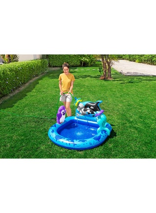 Bestway, Polar Pals Inflatable Kids Play Center with Splash Pool, Ring Toss Fish Game, EVA Fish Toys, Cute Whale Sprayer Design, Outdoor Water Activity Set, Repair Patch Included, 1.34mx1.31mx73cm - view 3