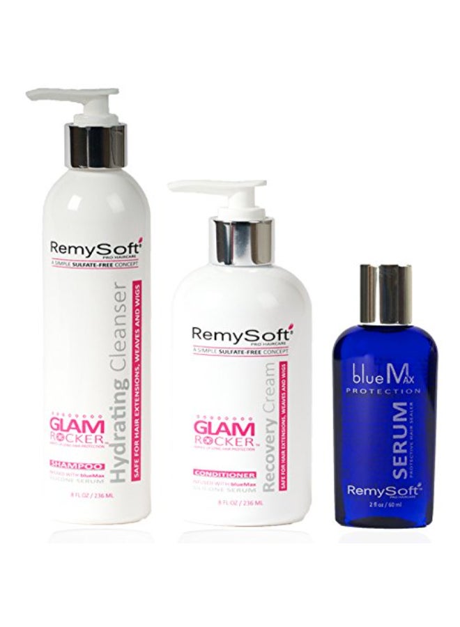 RemySoft Glam Rocker System Safe for Hair Extensions Weaves and Wigs Salon Formula Shampoo Conditioner Serum Gentle Sulfatefree Lather - Image 1