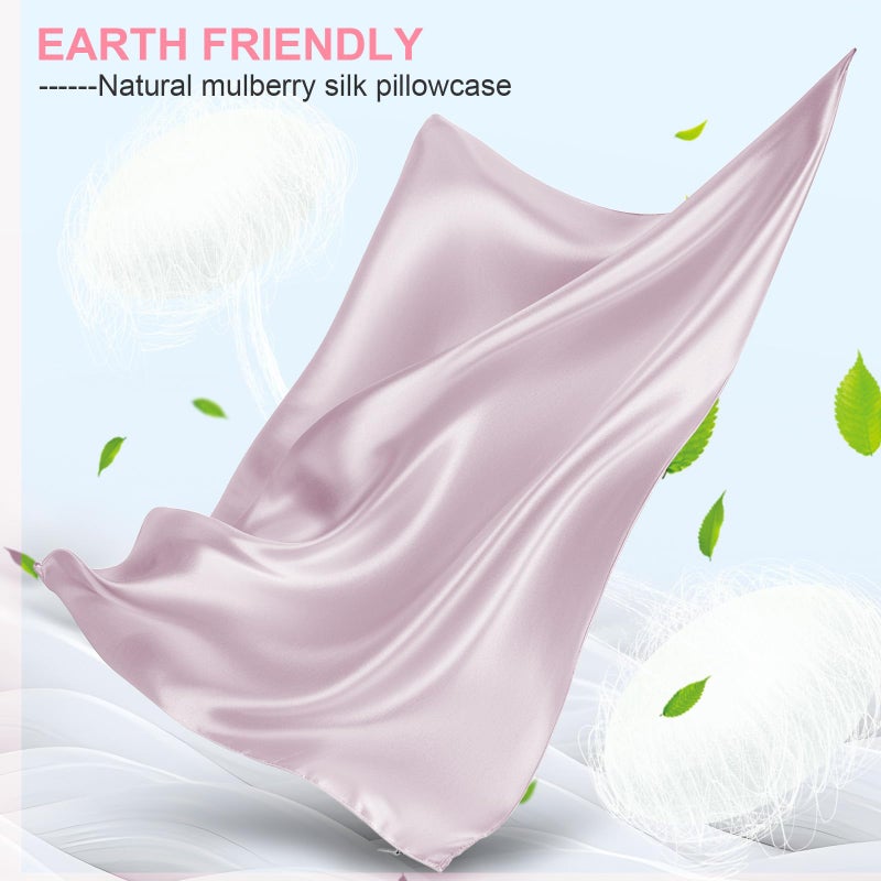 LYSHIN Mulberry Silk Pillow Cases 2 Pack Standard Size 20x26 Inches with Hidden Zipper, Ultra Smooth and Soft Breathable Cooling Silk Satin Pillowcase Set of 2, Better for Hair and Skin, Gifts for Women Men - Image 2