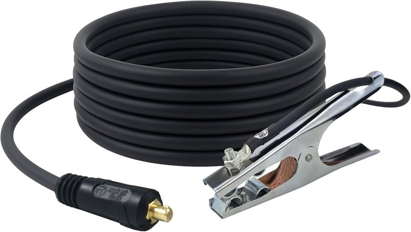Sa - 200 Amp Welding Ground Clamp Lead Assembly - Dinse 10-25 Connector - #2 AWG 100% Copper Cable (15 FEET) - Image 1