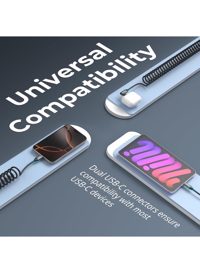 SMALLRIG USB C to USB C Coiled Data Cable (Straight to Angled), 90 Degree USB C Cable 20Gbps High Speed Data Transfer, Support PD 100W Fast Charging, for iPhone, Laptops and Cameras etc. - Image 5