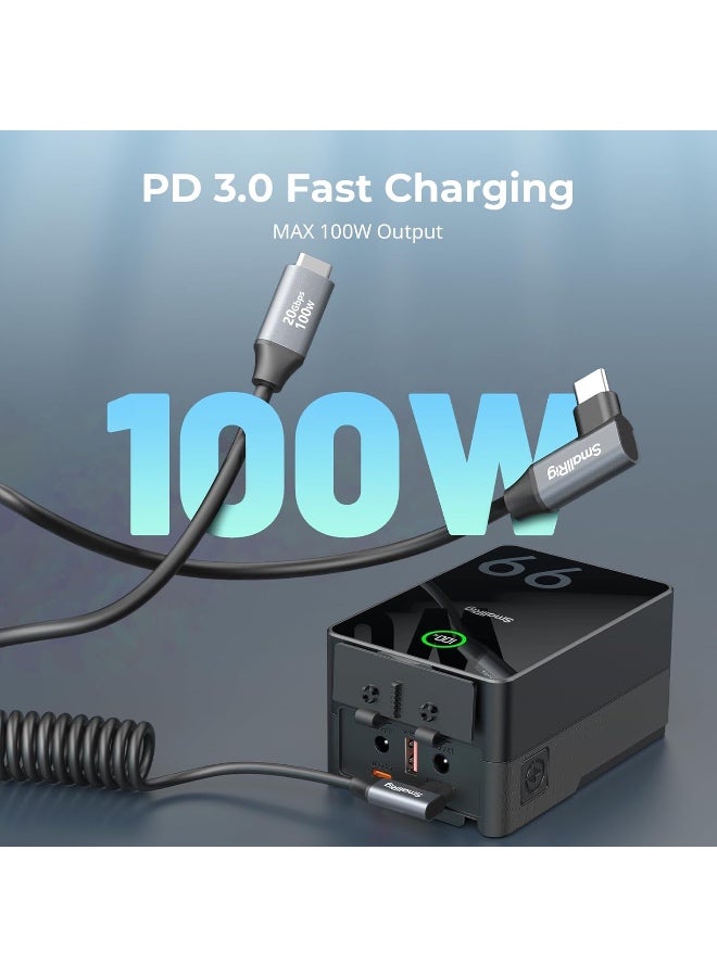 SMALLRIG USB C to USB C Coiled Data Cable (Straight to Angled), 90 Degree USB C Cable 20Gbps High Speed Data Transfer, Support PD 100W Fast Charging, for iPhone, Laptops and Cameras etc. - Image 3