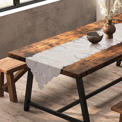 Oriental Weavers OrientalWeavers Cut Work Embroidered Linen Long Dining Table Runner for 6-Seater (16x72 inches), 6 feet Runner - Beige - Image 4