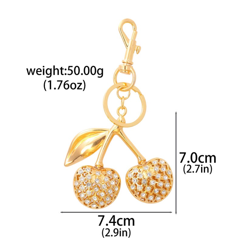 SORGERLY Gold Cherry Bag Charm Keychain - Cute Purse Handbag Fruit Accessories - Beautiful Birthday Gift for Women (Golden) - Image 5