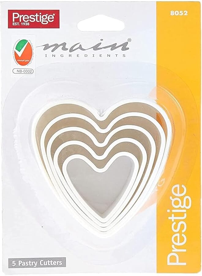 Prestige Heart Shape Pastry Cutter - Set 5 Piece - PR8052, White