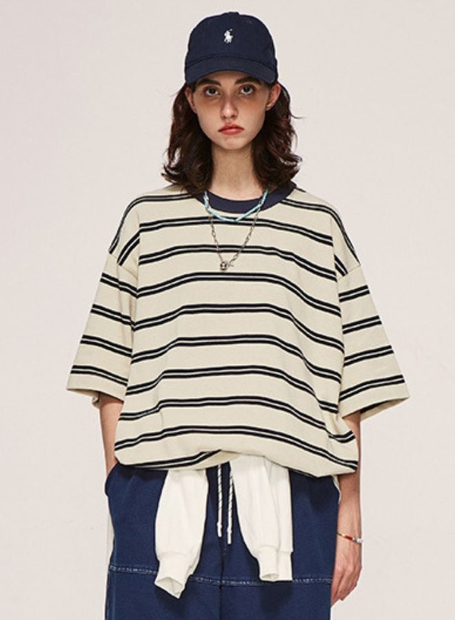 Mei Stylish Unisex Street Style Crew Neck Loose Fit Oversize T-shirt - Image 1