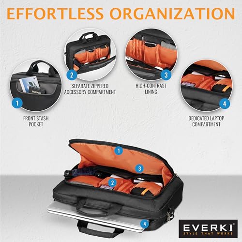 EVERKI Advance Laptop Briefcase 17.3 Inch - Business Briefcase for Men & Women, Ideal Lap Top Computer Bag for Travel, Heavy Duty Laptop Bag, Mens Lap Top Messenger Carrying Case, (EKB407NCH17) Black - Image 3