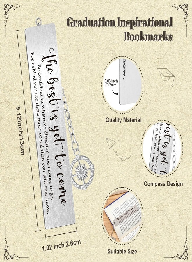 Skyygemm Graduation Gift for Graduates Compass Bookmarks The Best is Yet to Come Inspirational Bookmark with Pendant Card Organza Bags Class of 2026 Party Favor(24 Sets) - Image 2