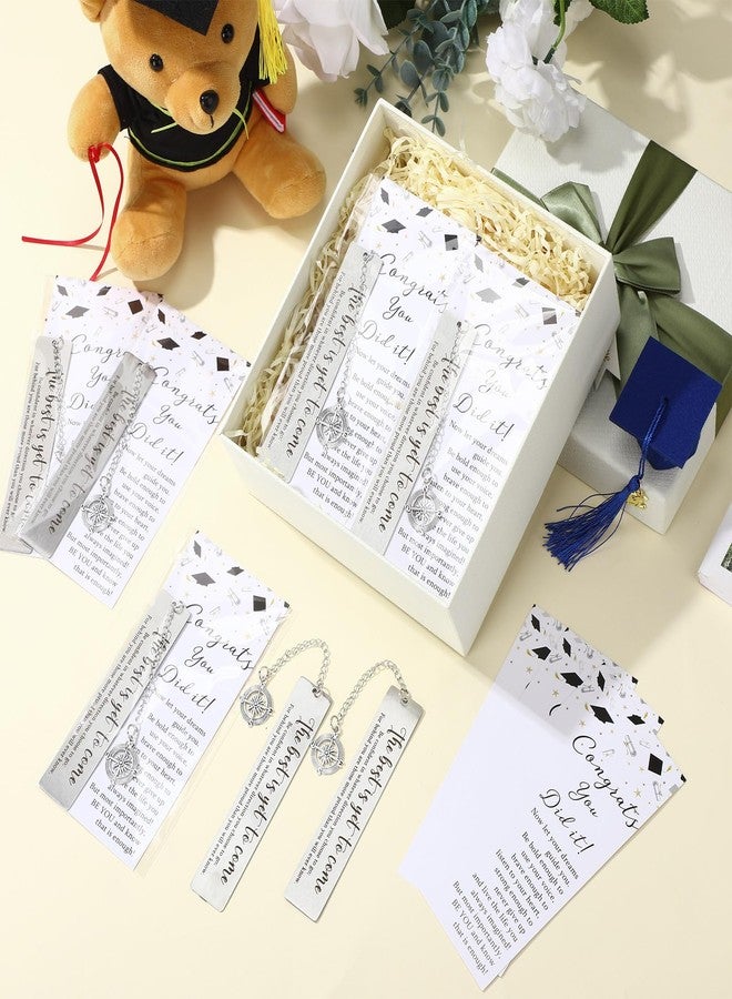 Skyygemm Graduation Gift for Graduates Compass Bookmarks The Best is Yet to Come Inspirational Bookmark with Pendant Card Organza Bags Class of 2026 Party Favor(24 Sets) - Image 5