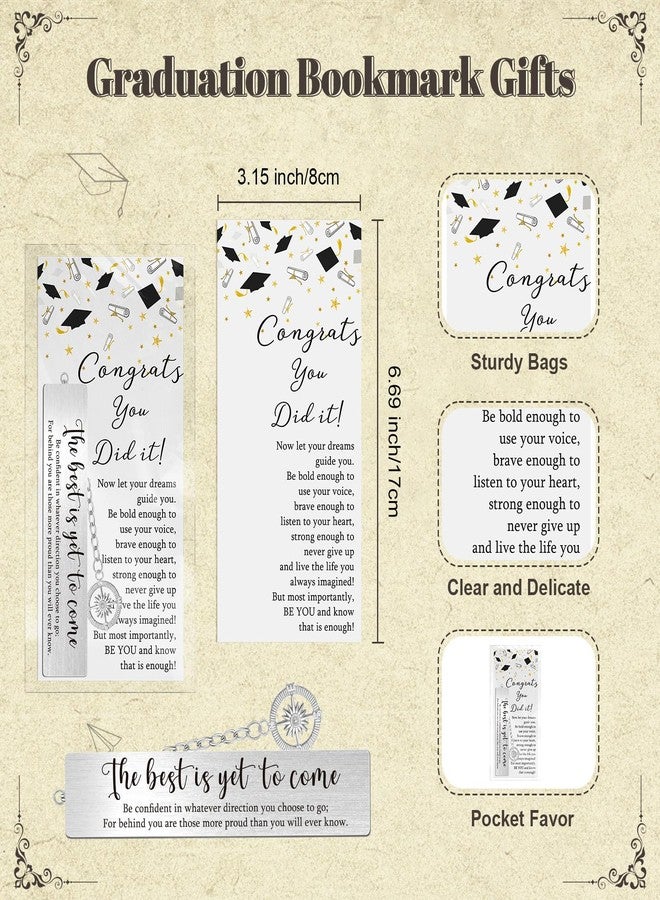Skyygemm Graduation Gift for Graduates Compass Bookmarks The Best is Yet to Come Inspirational Bookmark with Pendant Card Organza Bags Class of 2026 Party Favor(24 Sets) - Image 3