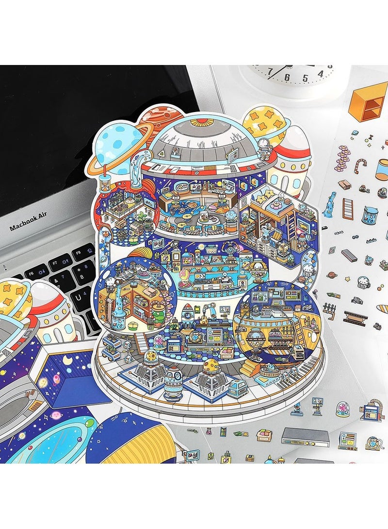  أورا سيليكت مجموعة ملصقات مشاهد غامرة بتقنية البعدين والنصف للأطفال: ملصقات شفافة قابلة لإعادة الاستخدام + لوحات خلفية ثلاثية الأبعاد | أفكار إبداعية، تدريب على التركيز وتخفيف التوتر | هدية تعليمية بدون شاشات (موضوع واحد مع ملقط) - Image 1