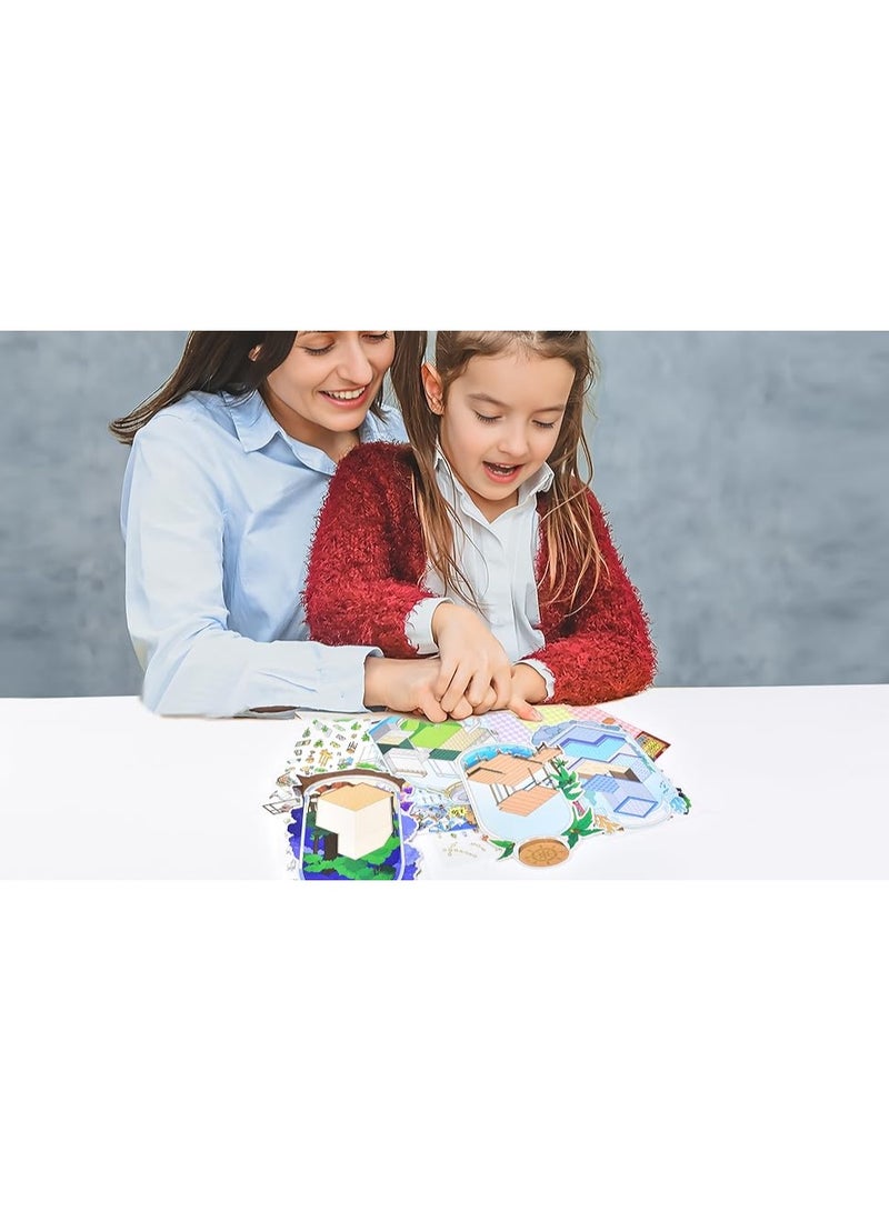  أورا سيليكت مجموعة ملصقات مشاهد غامرة بتقنية البعدين والنصف للأطفال: ملصقات شفافة قابلة لإعادة الاستخدام + لوحات خلفية ثلاثية الأبعاد | أفكار إبداعية، تدريب على التركيز وتخفيف التوتر | هدية تعليمية بدون شاشات (موضوع واحد مع ملقط) - Image 3