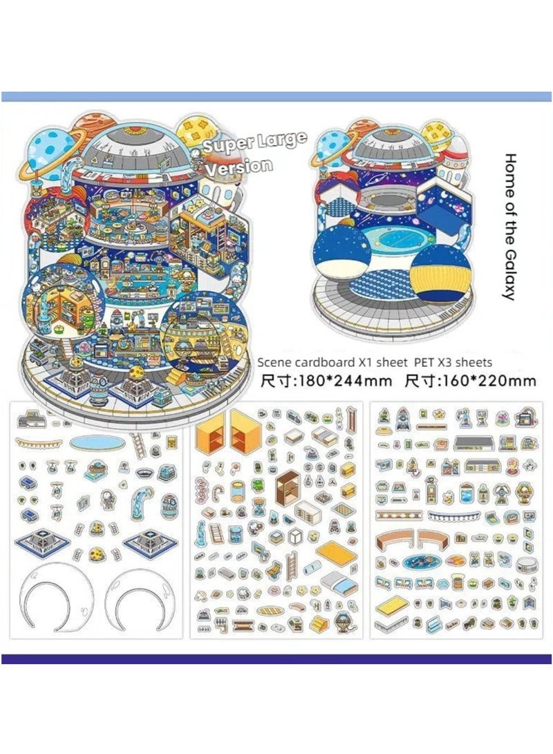  أورا سيليكت مجموعة ملصقات مشاهد غامرة بتقنية البعدين والنصف للأطفال: ملصقات شفافة قابلة لإعادة الاستخدام + لوحات خلفية ثلاثية الأبعاد | أفكار إبداعية، تدريب على التركيز وتخفيف التوتر | هدية تعليمية بدون شاشات (موضوع واحد مع ملقط) - Image 2