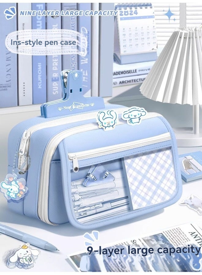 بيوينتي سعة كبيرة قلم القلم حالة, Kawaii قلم القلم حقيبة مجموعة, 9 مقصورات قلم القلم حقيبة مع ملصقات,لطيف مدرسة الإمدادات تخزين حقيبة للأطفال, - Image 2
