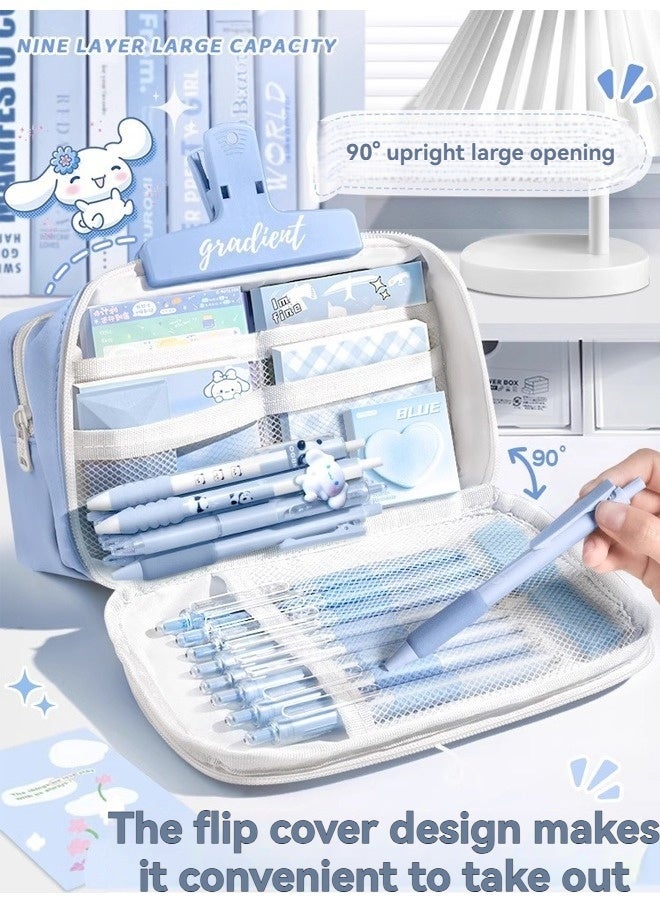 بيوينتي سعة كبيرة قلم القلم حالة, Kawaii قلم القلم حقيبة مجموعة, 9 مقصورات قلم القلم حقيبة مع ملصقات,لطيف مدرسة الإمدادات تخزين حقيبة للأطفال, - Image 3