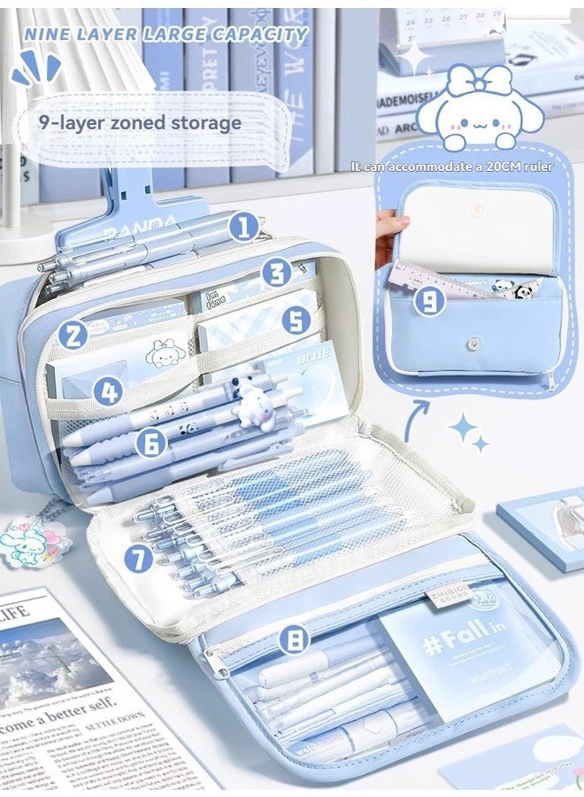 بيوينتي سعة كبيرة قلم القلم حالة, Kawaii قلم القلم حقيبة مجموعة, 9 مقصورات قلم القلم حقيبة مع ملصقات,لطيف مدرسة الإمدادات تخزين حقيبة للأطفال, - Image 4