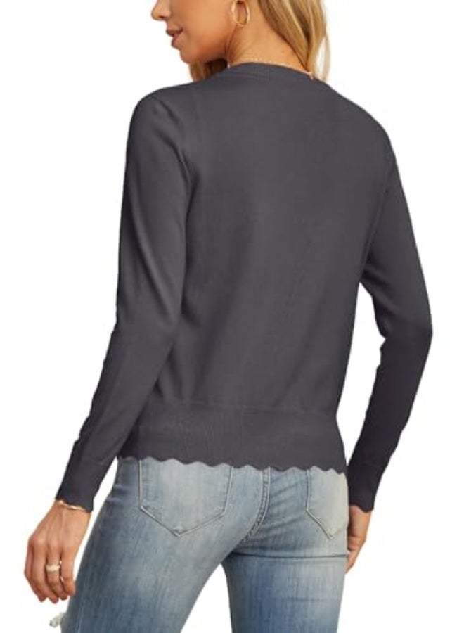 NIBEMINENT Women's Long Sleeve V-Neck Button Down Cardigan Knit Shrugs Sweater - Image 4