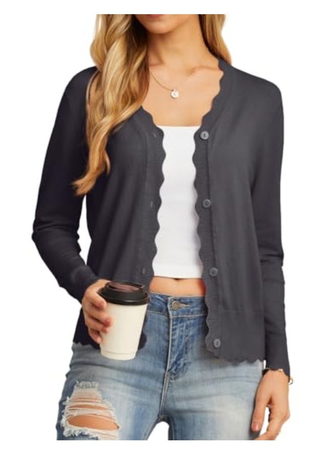 NIBEMINENT Women's Long Sleeve V-Neck Button Down Cardigan Knit Shrugs Sweater - Image 1