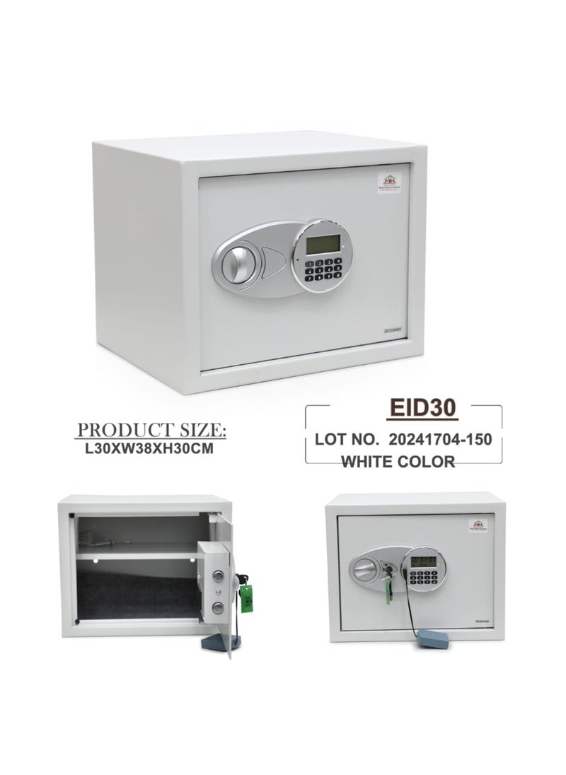 KARNAK Karnak Safe Box with Digital Pin Code Keypad and Key Lock for Home Office Personal Use (L30xW38xH30cm) Color Whites  - Image 4