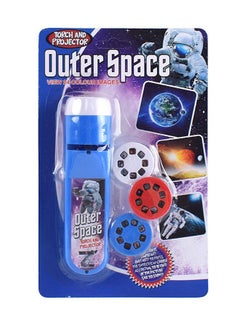 One pack blue outer space cartoon flashlight projector toy with 24 patterns suitable for educational learning gifts